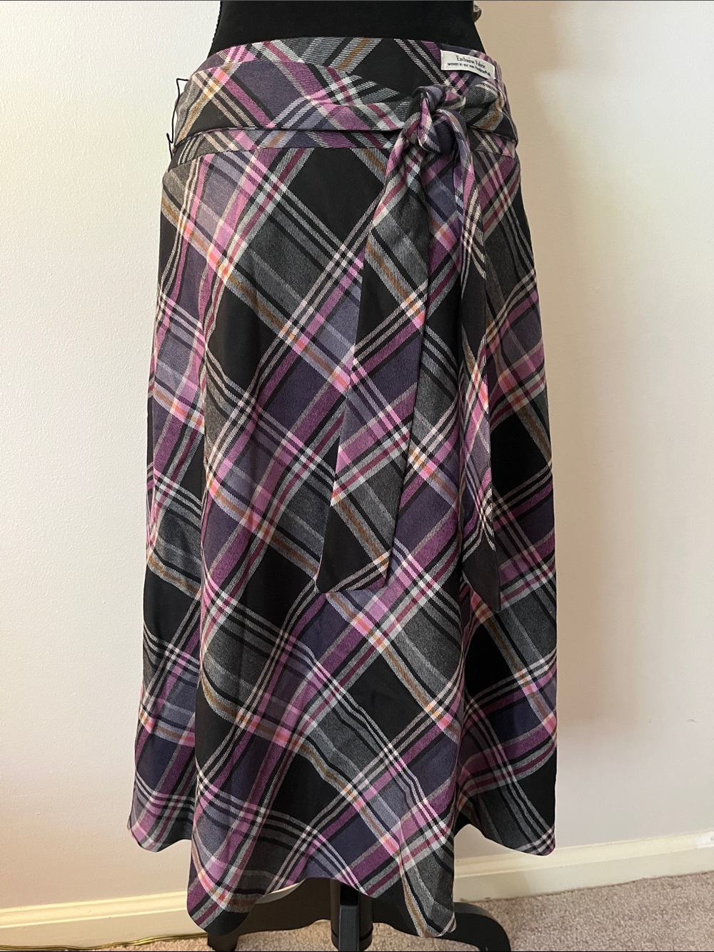 NWT Pendleton Plaid Wool Skirt w Belt, size 6P, purple and black